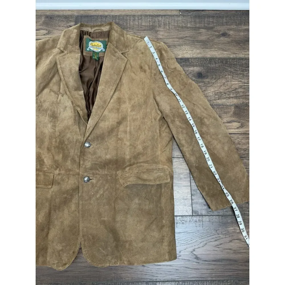 Cabelas Mens Suede Leather Blazer Jacket Size 44 Reg Brown Outdoor Gear Buffalo